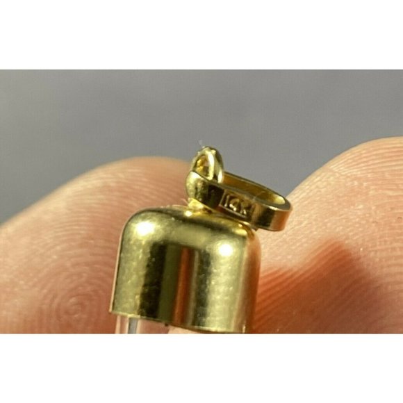 14K GLASS LIGHT BULB PENDANT WITH YELLOW GOLD FLAKES INSIDE - Picture 4 of 8